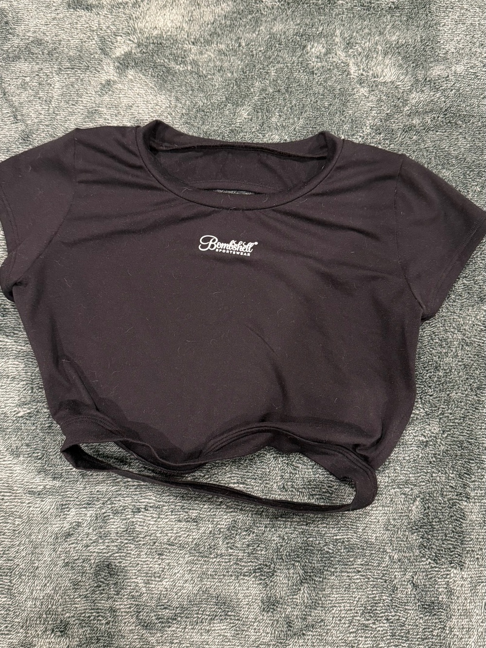 Bombshell Sportswear Black Cropped Tee with Logo